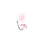 3D Pink Resin Rose & CZ Titanium Horseshoe Rings