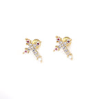 20G Thin Gauge CZ Crux Ear Studs
