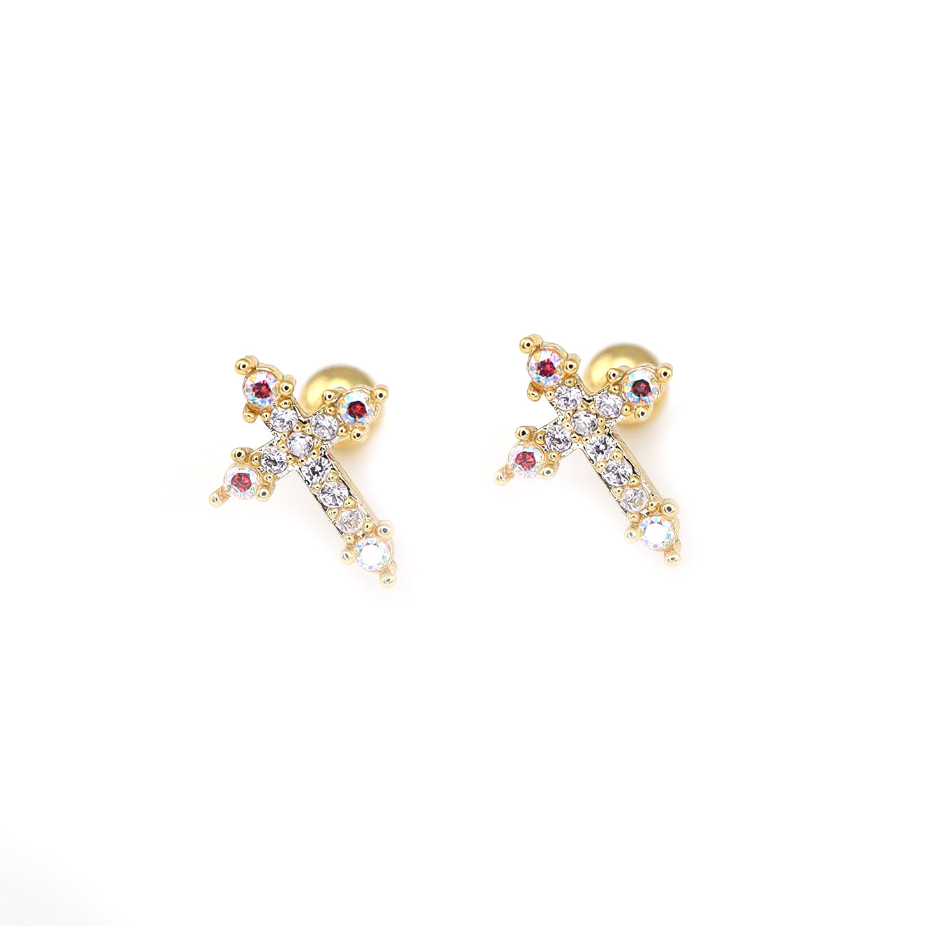 20G Thin Gauge CZ Crux Ear Studs