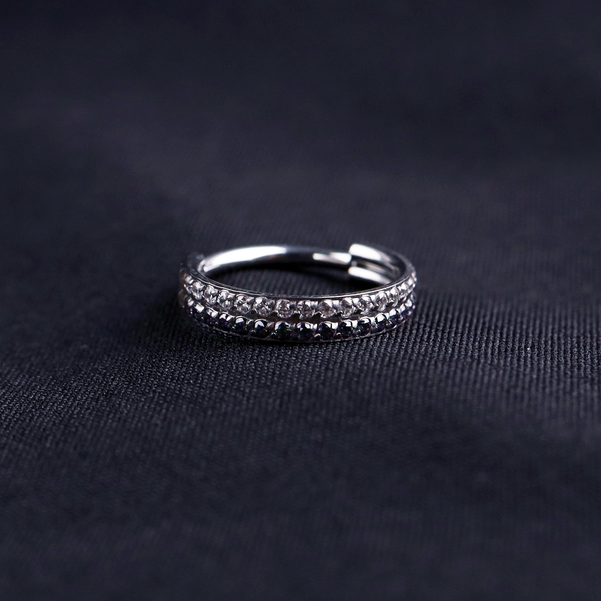 16G Double Layer CZ Titanium Segment Hoop