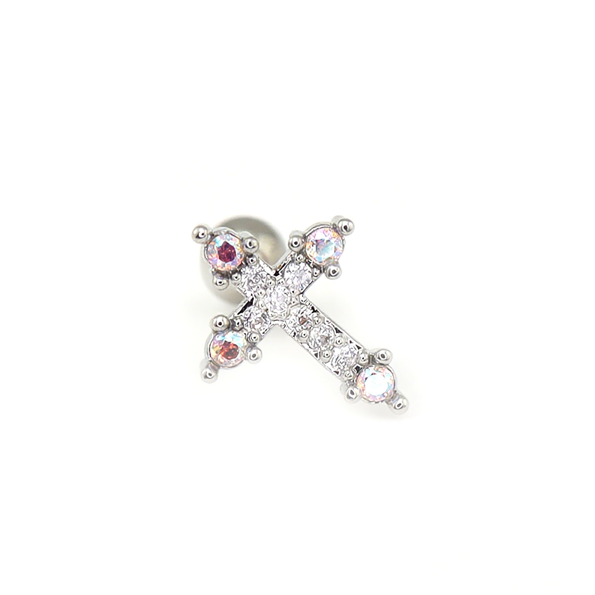 20G Thin Gauge CZ Crux Ear Studs