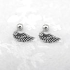 Single Wing CZ stainless steel Ear Stud