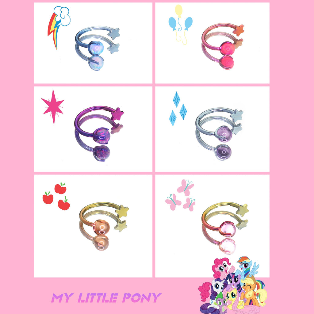 MLP Titanium Internally Threaded  Zirconia Ring - Horseshoe, Cartilage, Earring & Labret