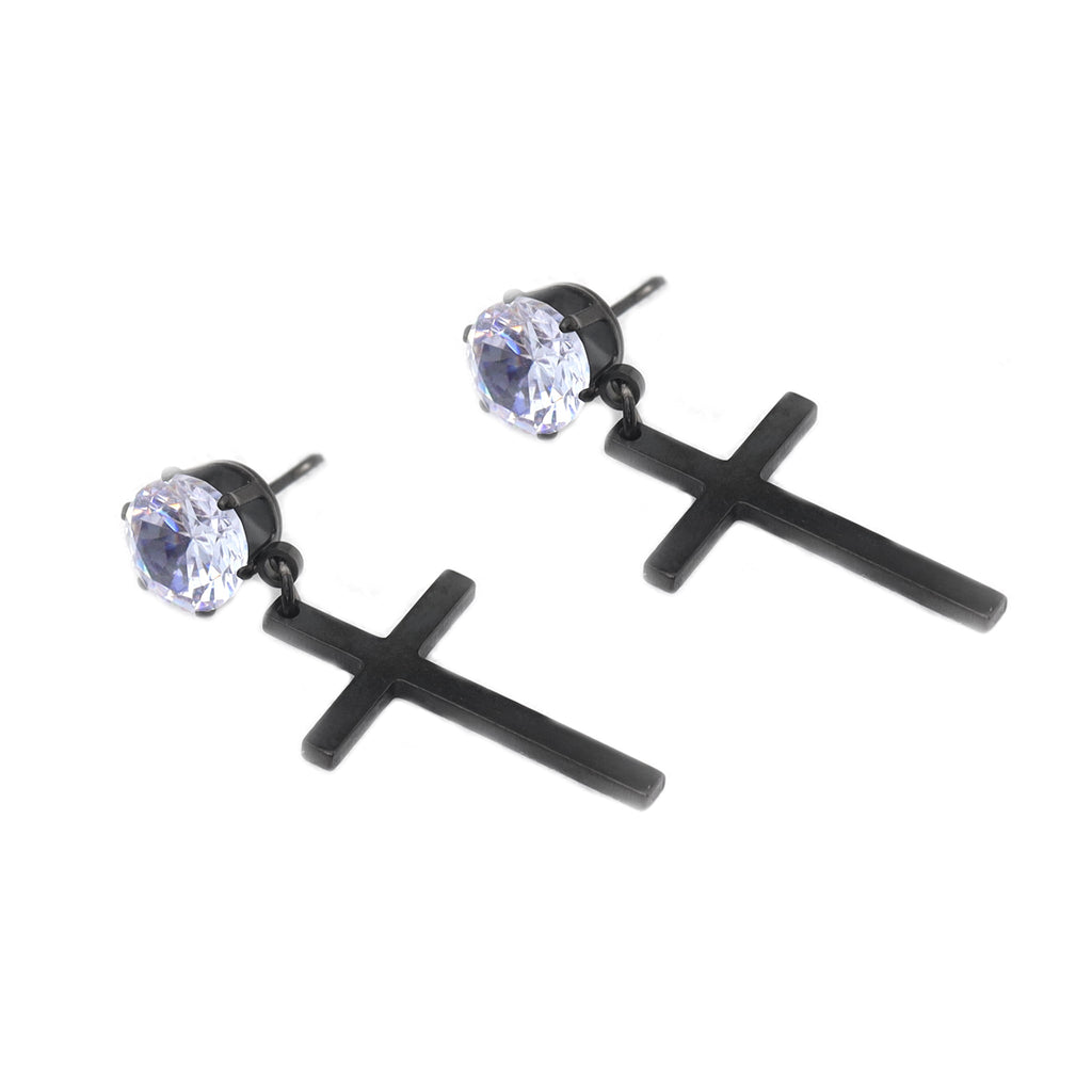 Cross CZ stainless steel Pendant Earring