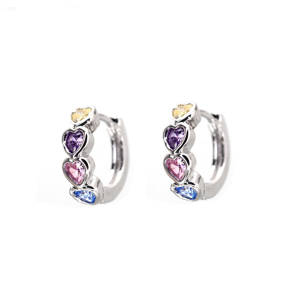 PAIR OF Star & Heart Rainbow CZ stainless steel Earring