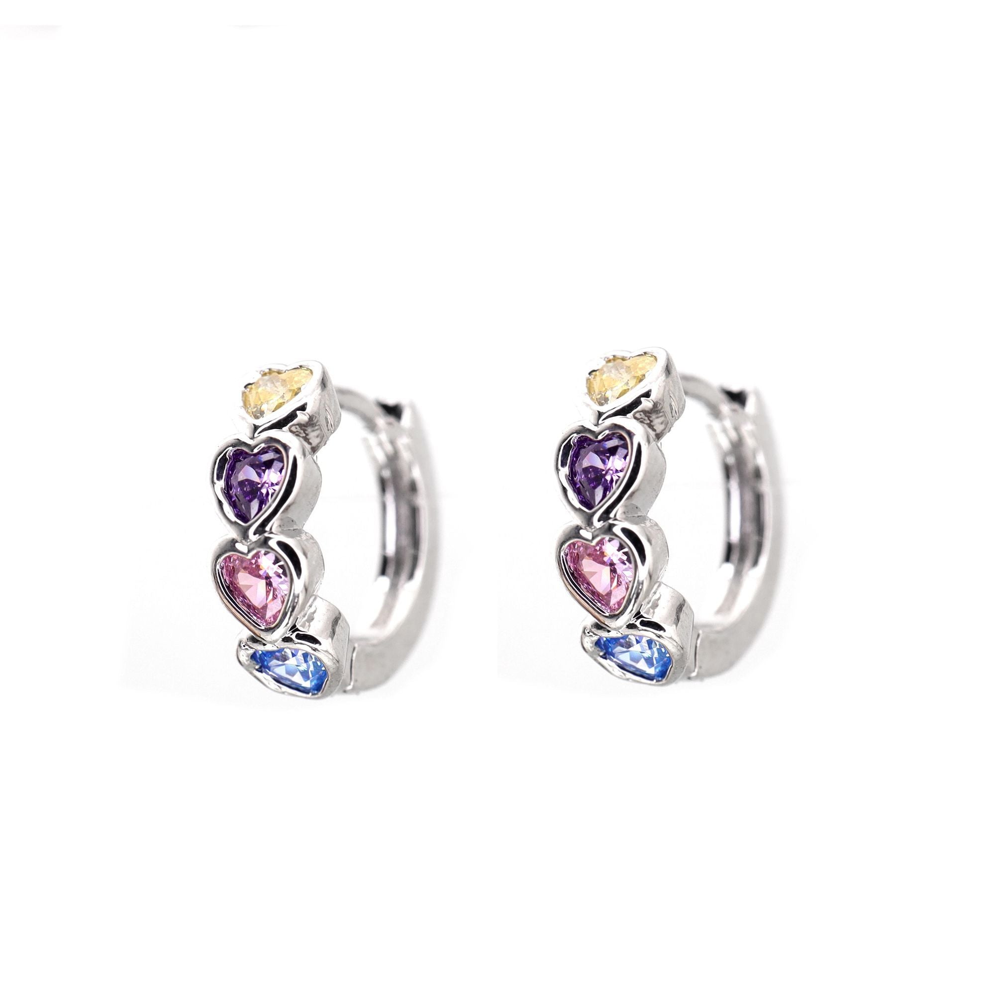 PAIR OF Star & Heart Rainbow CZ stainless steel Earring