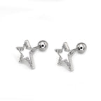 Black & White CZ Pentagram Ear Studs