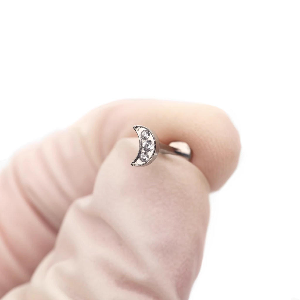 20G Moon CZ stainless steel Nose Stud