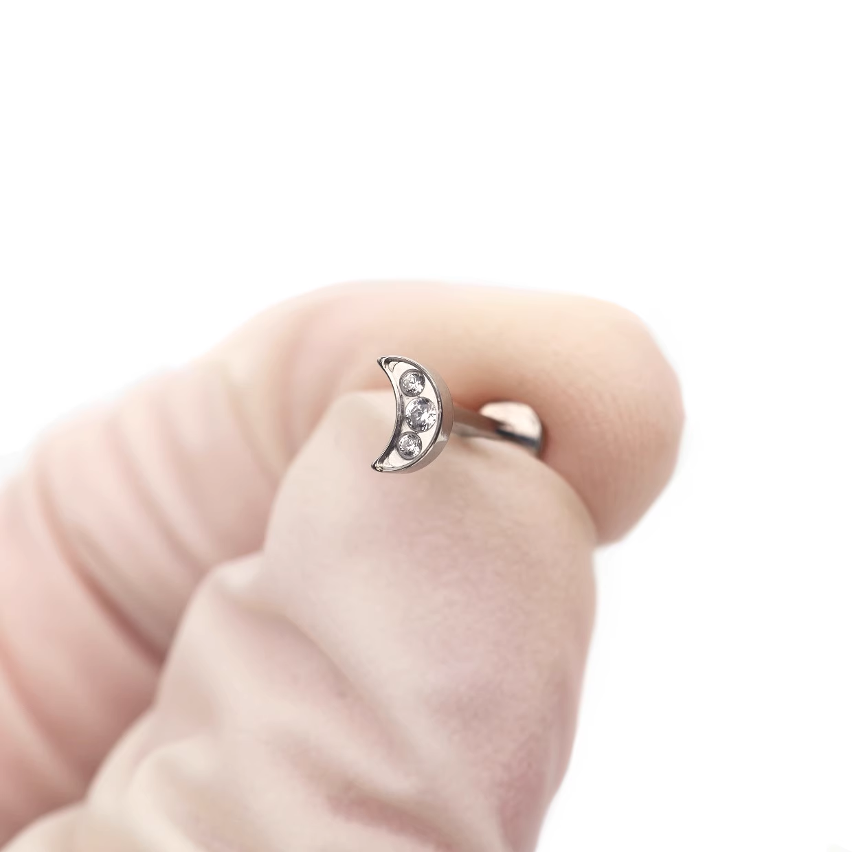 20G Moon CZ stainless steel Nose Stud