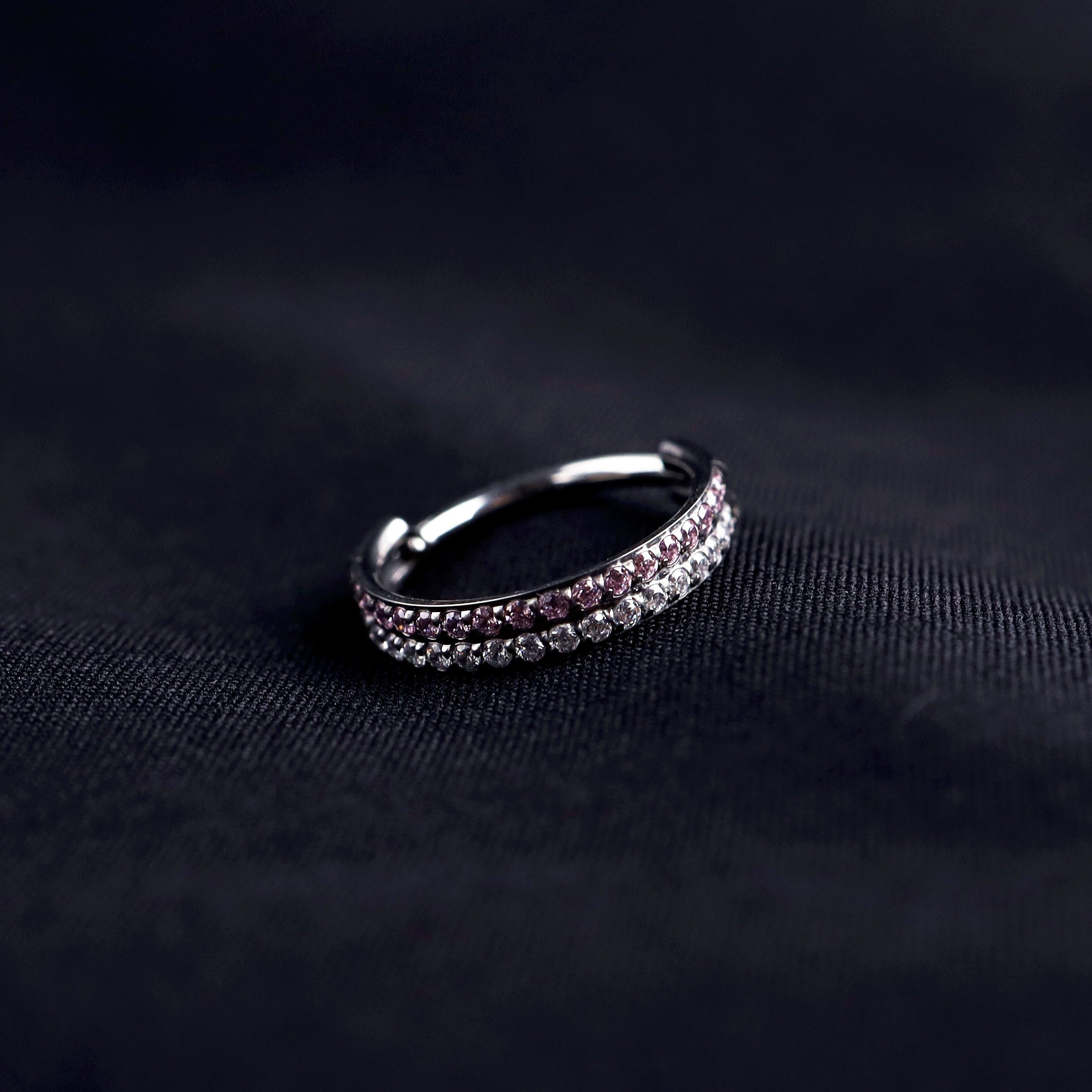16G Double Layer CZ Titanium Segment Hoop
