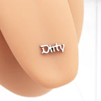"DIRTY" Text Stainless Steel Tongue Stud