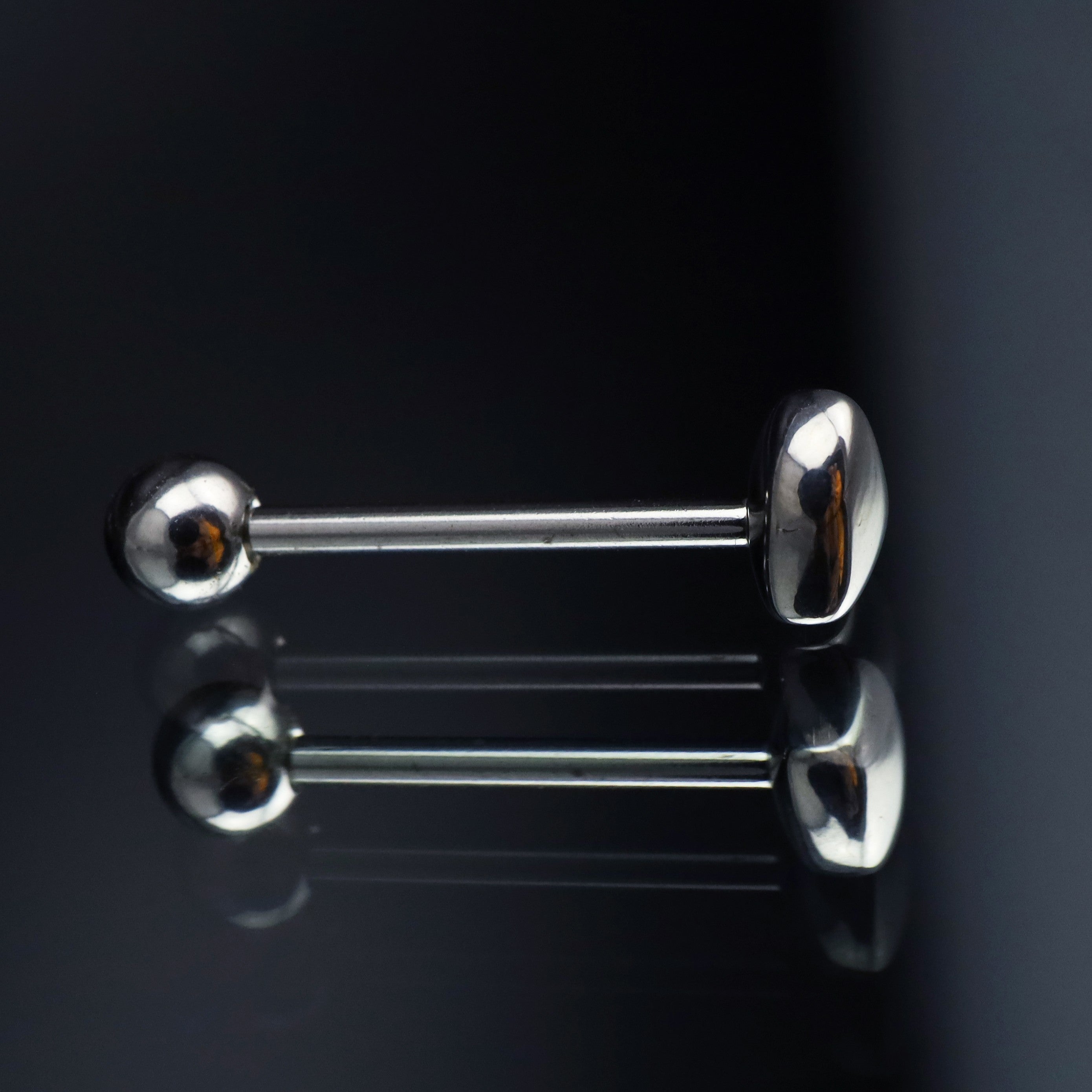 3D Heart Sterling Silver Stainless Steel Tongue Stud