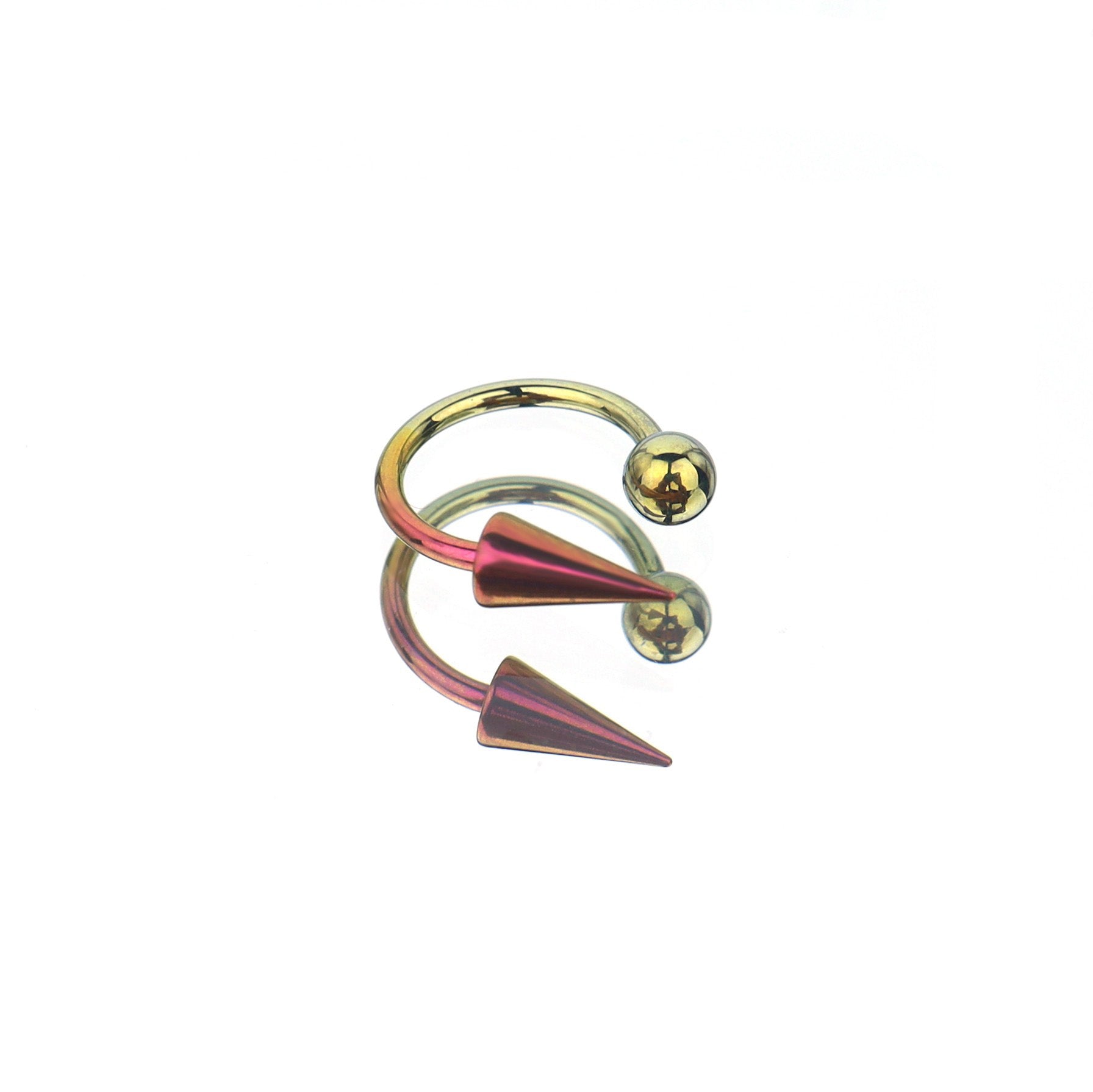 Spike and Ball Ends Horseshoe Titanium Lip Ring