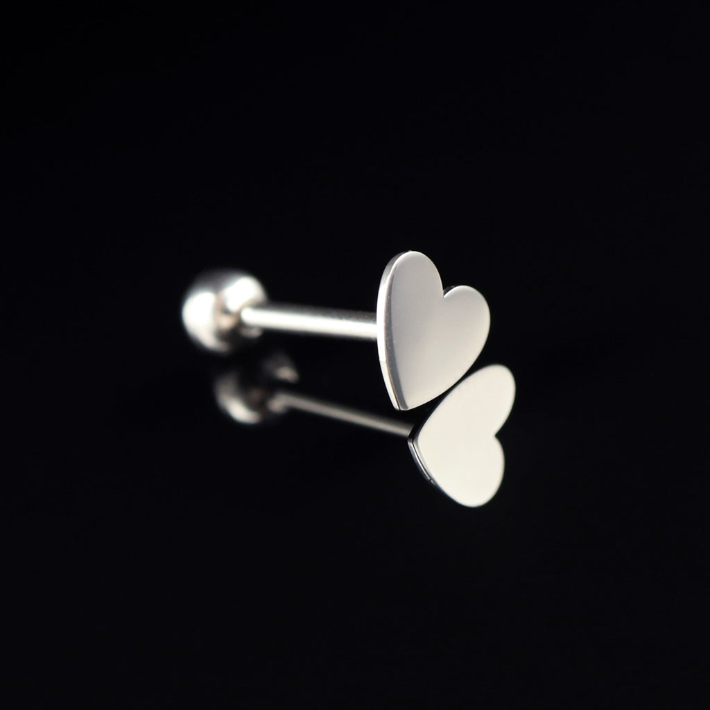 Flat Heart stainless steel Tongue Ring