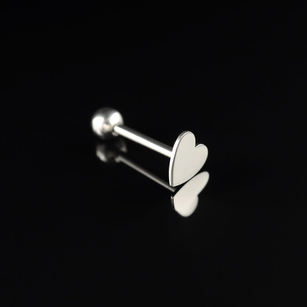 Flat Heart stainless steel Tongue Ring