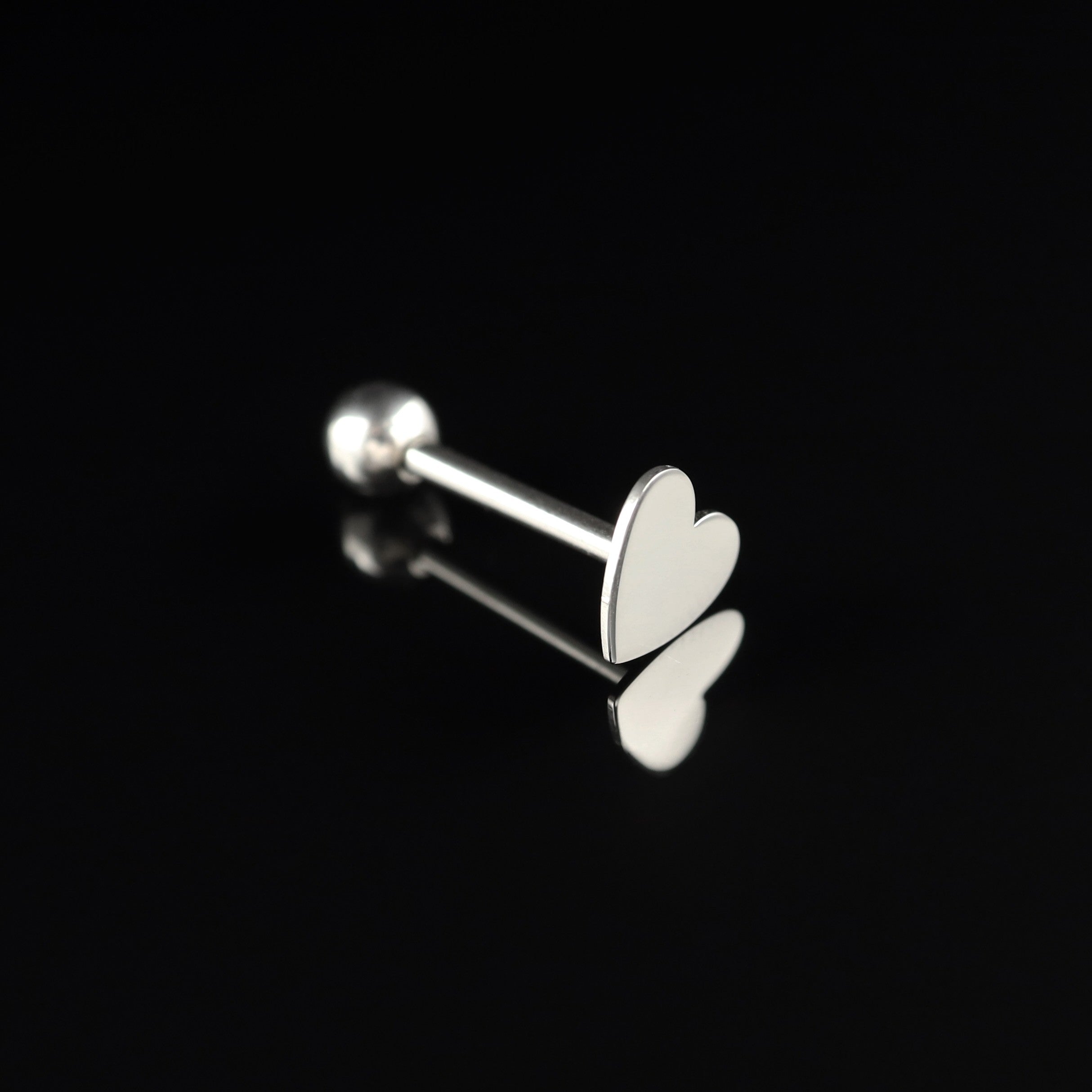 Flat Heart stainless steel Tongue Ring