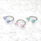 16G Pastel CZ Titanium Horseshoe Ring