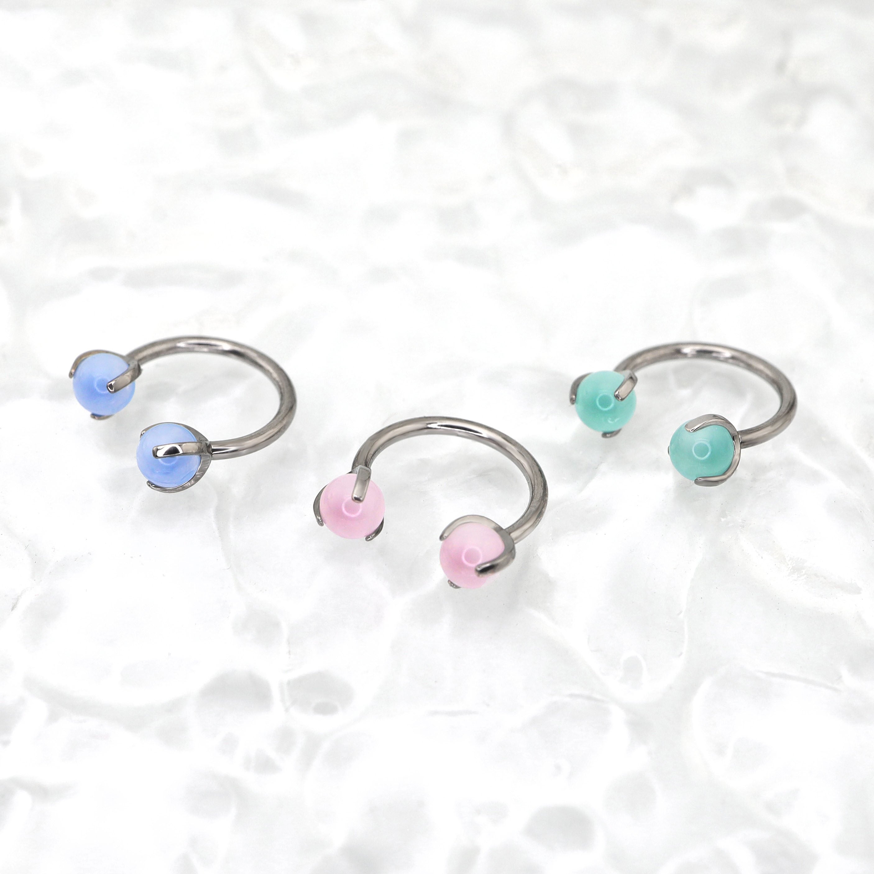 16G Pastel CZ Titanium Horseshoe Ring