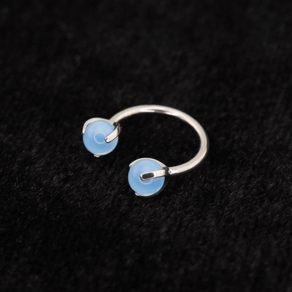 16G Pastel CZ Titanium Horseshoe Ring