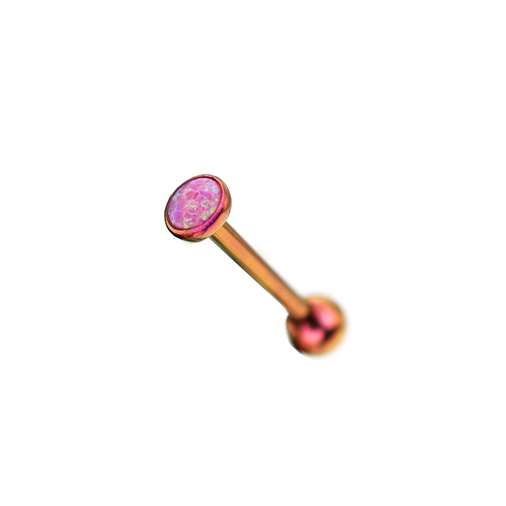 Flat opal Titanium Internally Threaded tongue stud