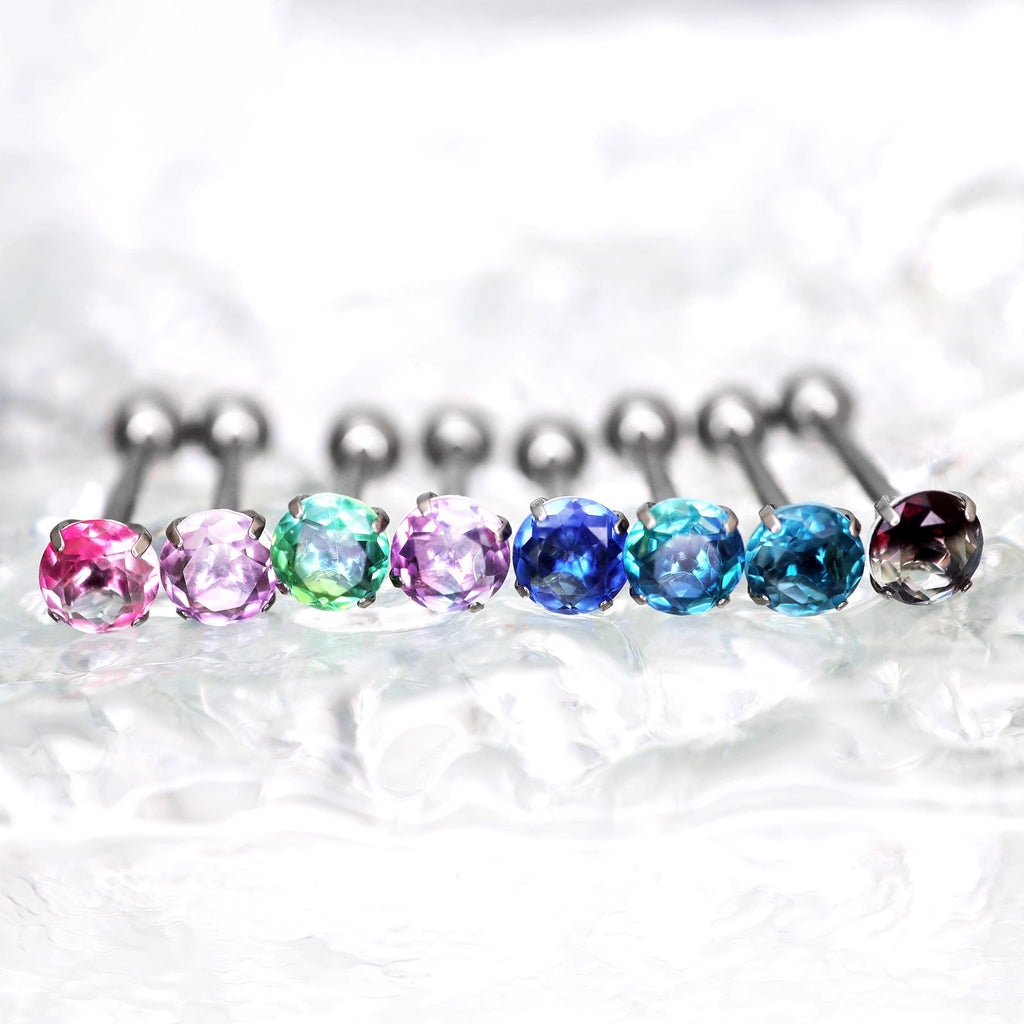 Gradient Tourmaline CZ Titanium tongue stud