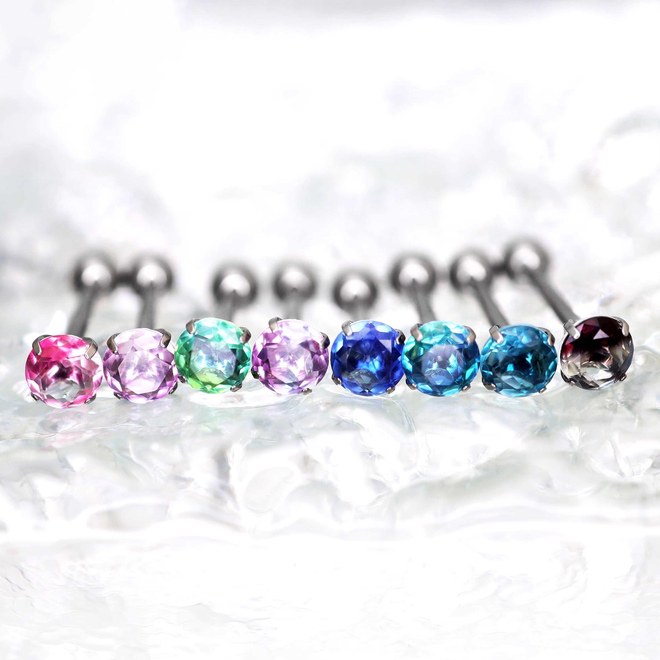 Gradient Tourmaline CZ Titanium tongue stud
