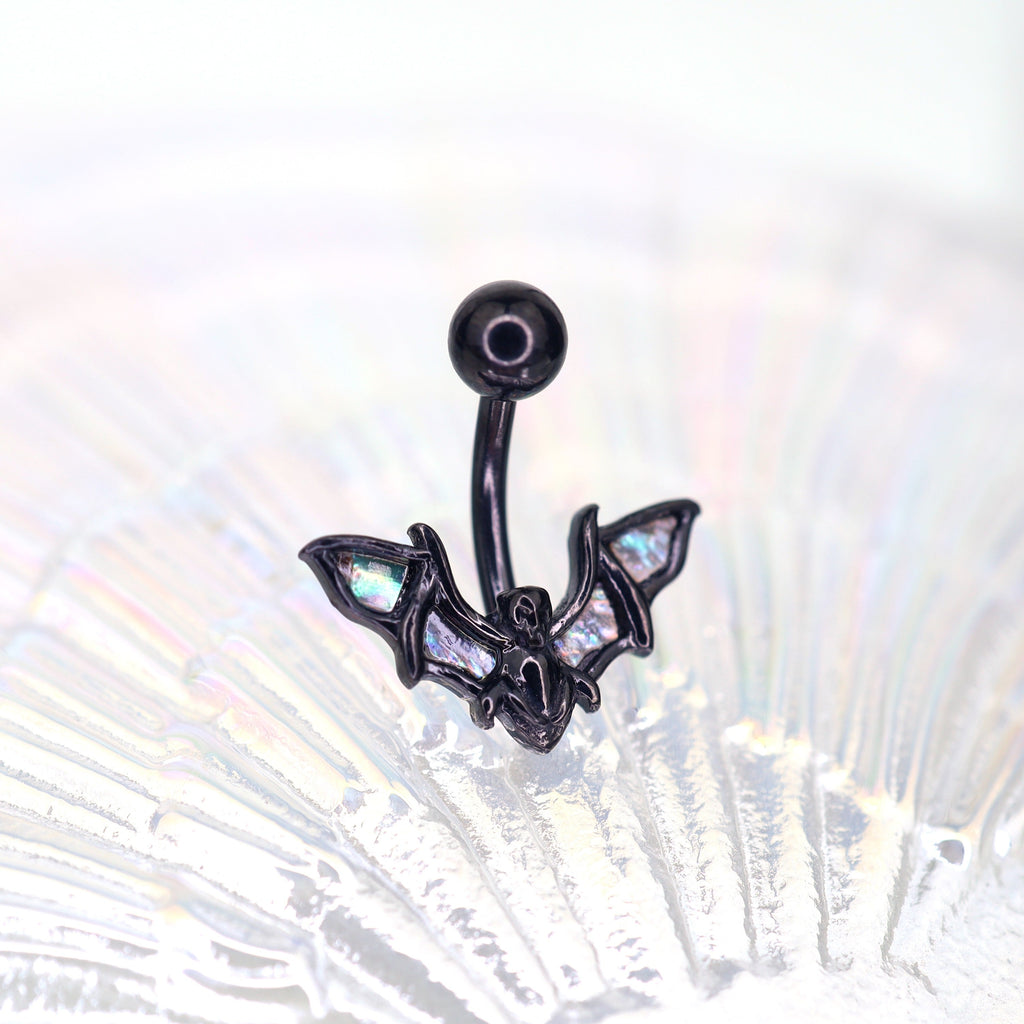 Black Bat Wings Stainless Steel Belly Rings