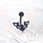Black Bat Wings Stainless Steel Belly Rings