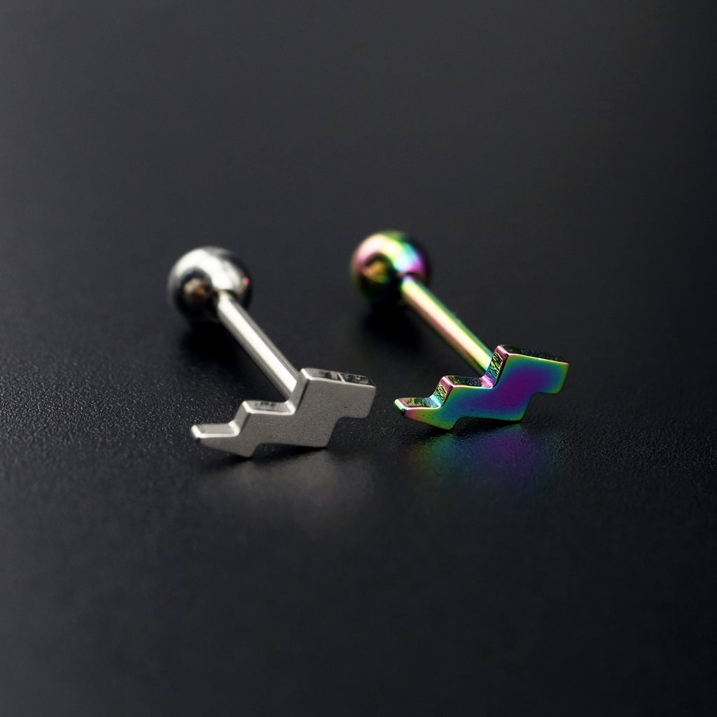 Lightning Bolt Stainless steel Tongue Stud