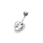 Heart-shaped CZ S925 Sterling Silver Belly Ring