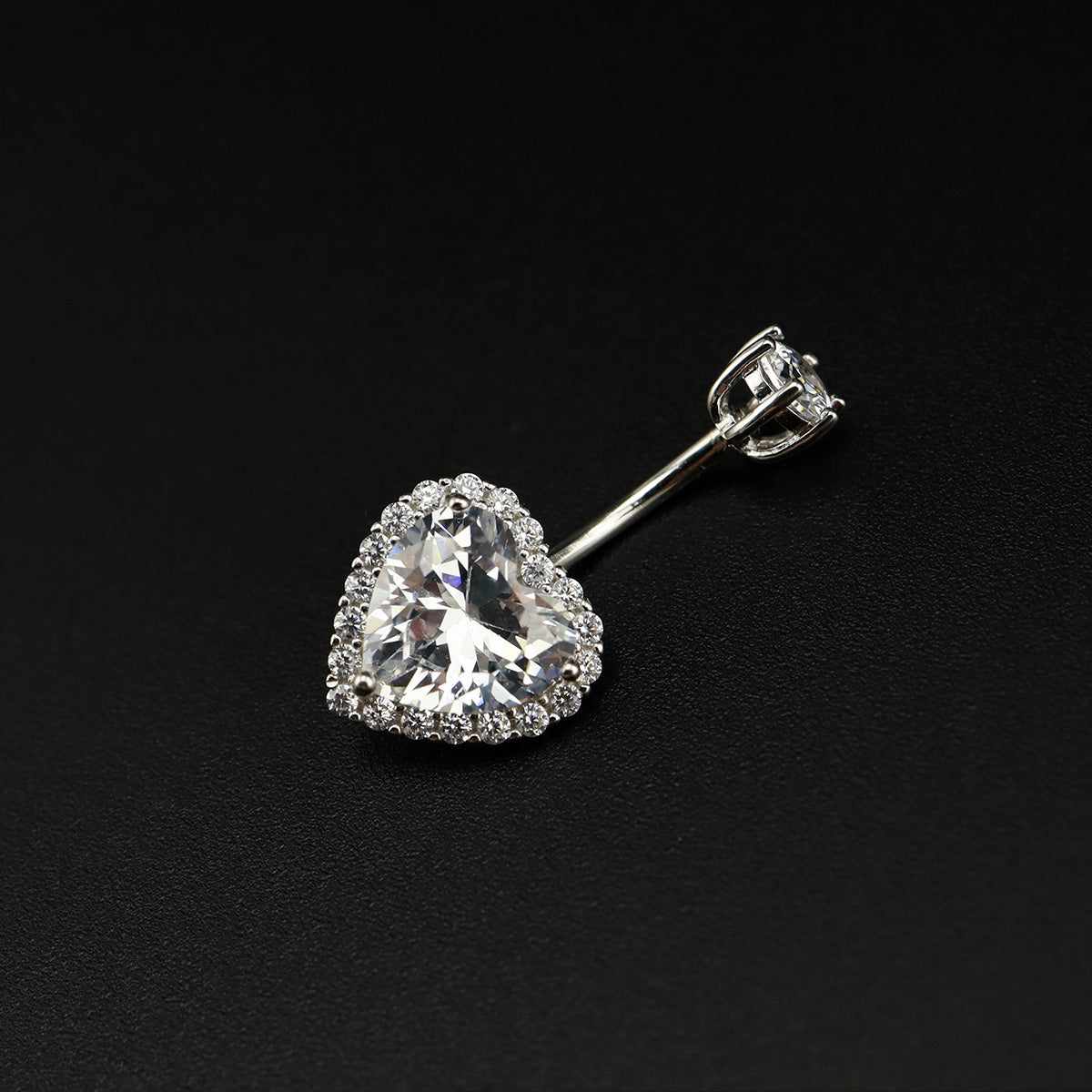 Heart-shaped CZ S925 Sterling Silver Belly Ring