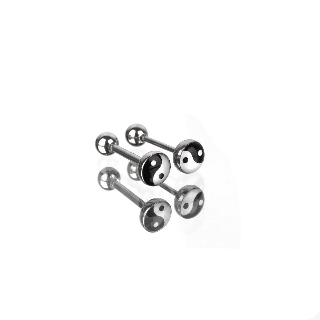 Resin Yin Yang Symbol Tongue Stud