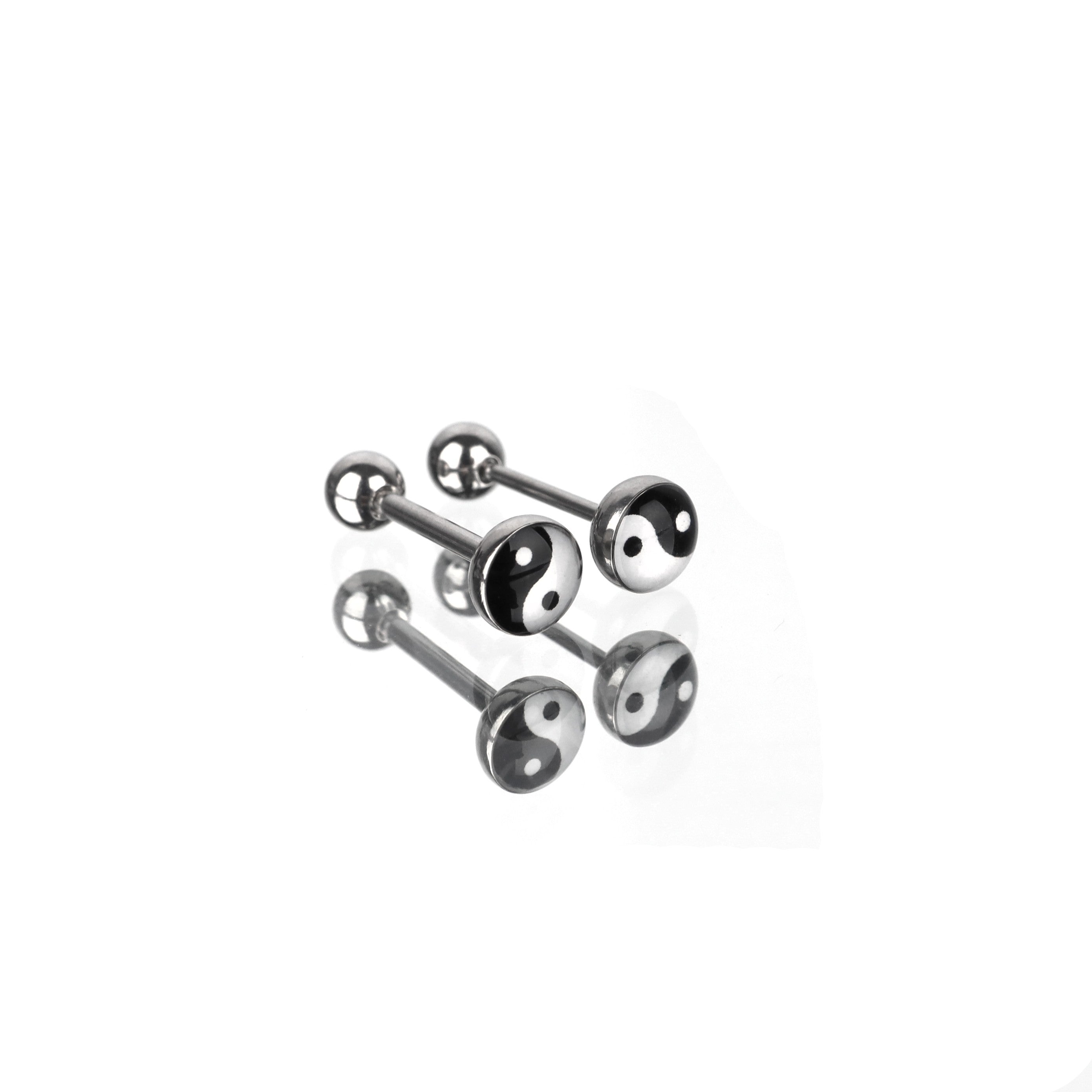 Resin Yin Yang Symbol Tongue Stud