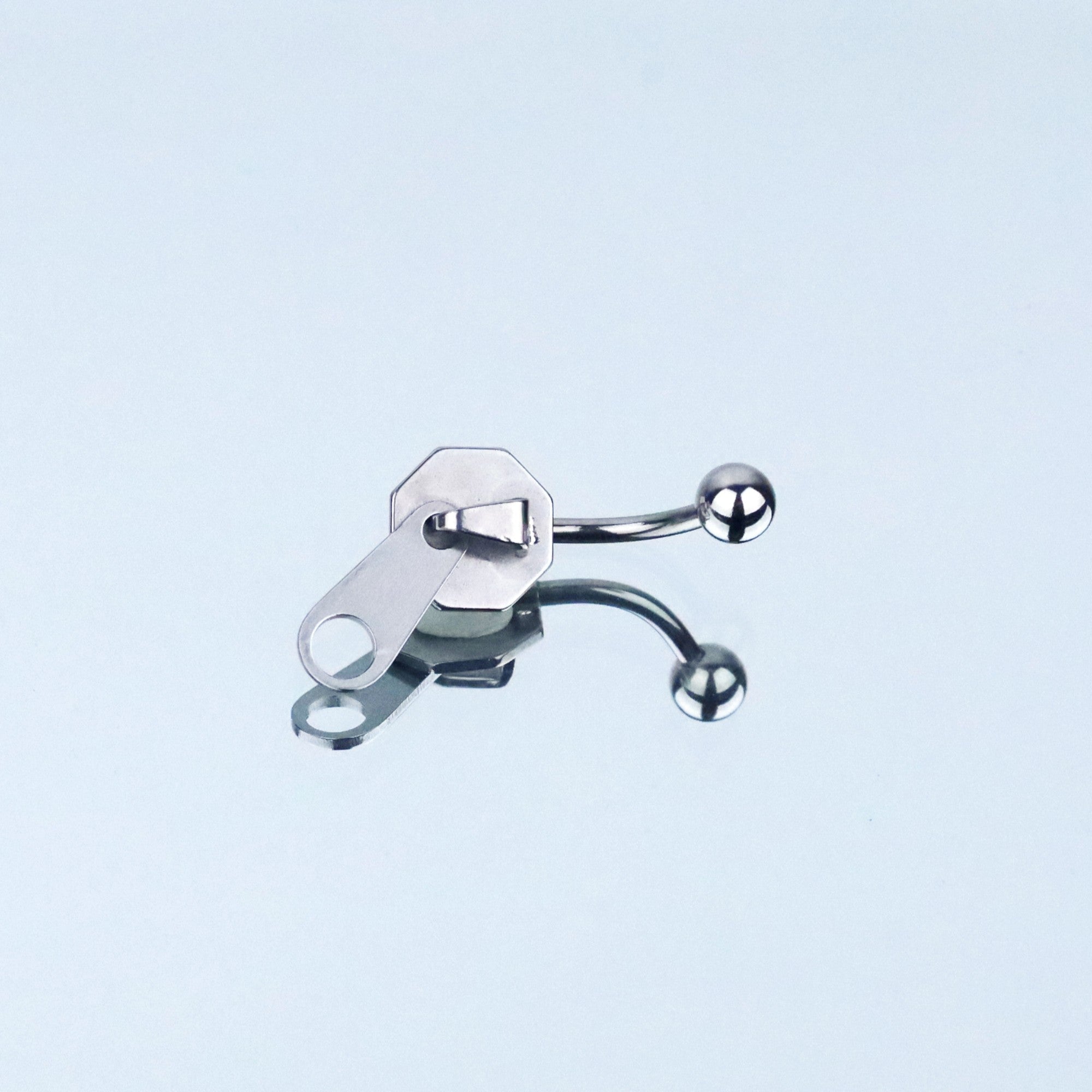 Pink & Black Zipper Design Navel Ring