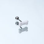 Resin white bone stainless steel tongue stud