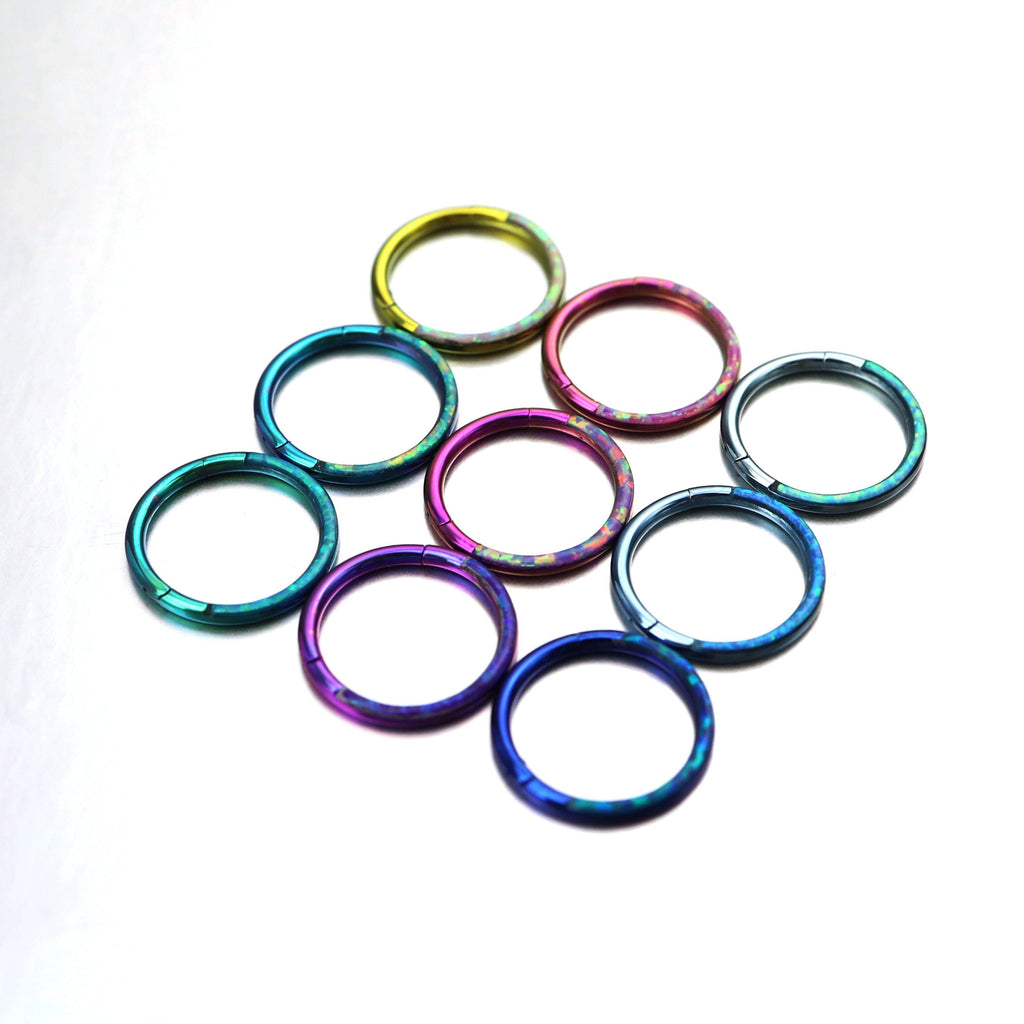 Opal Half Titanium Segment Hoop