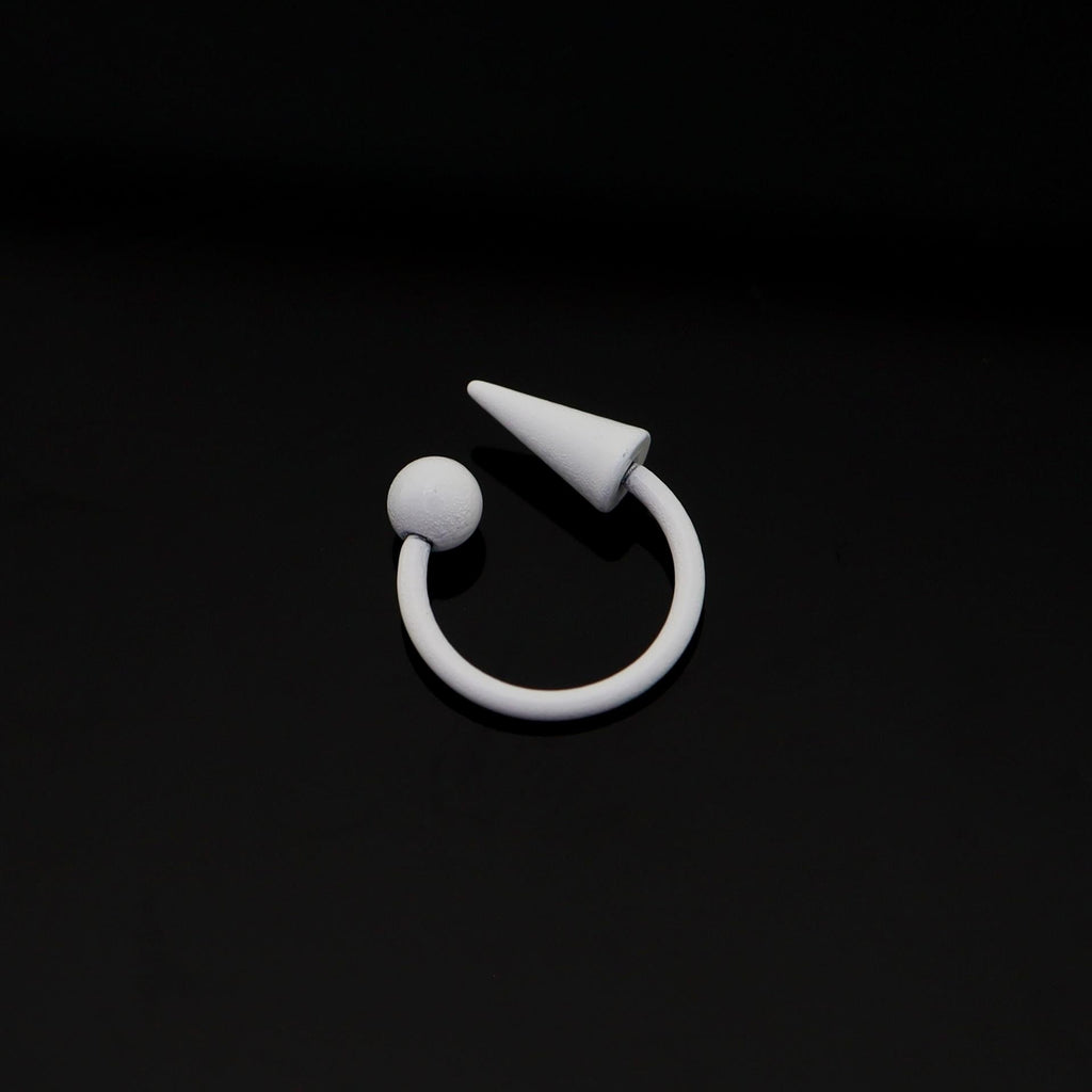 Pure White Tapered Orb Metal Horseshoe Ring