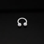 Pure White Tapered Orb Metal Horseshoe Ring