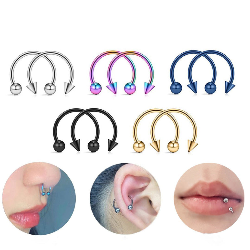 12PCS Basic Stainless steel Horseshoe Ring Set