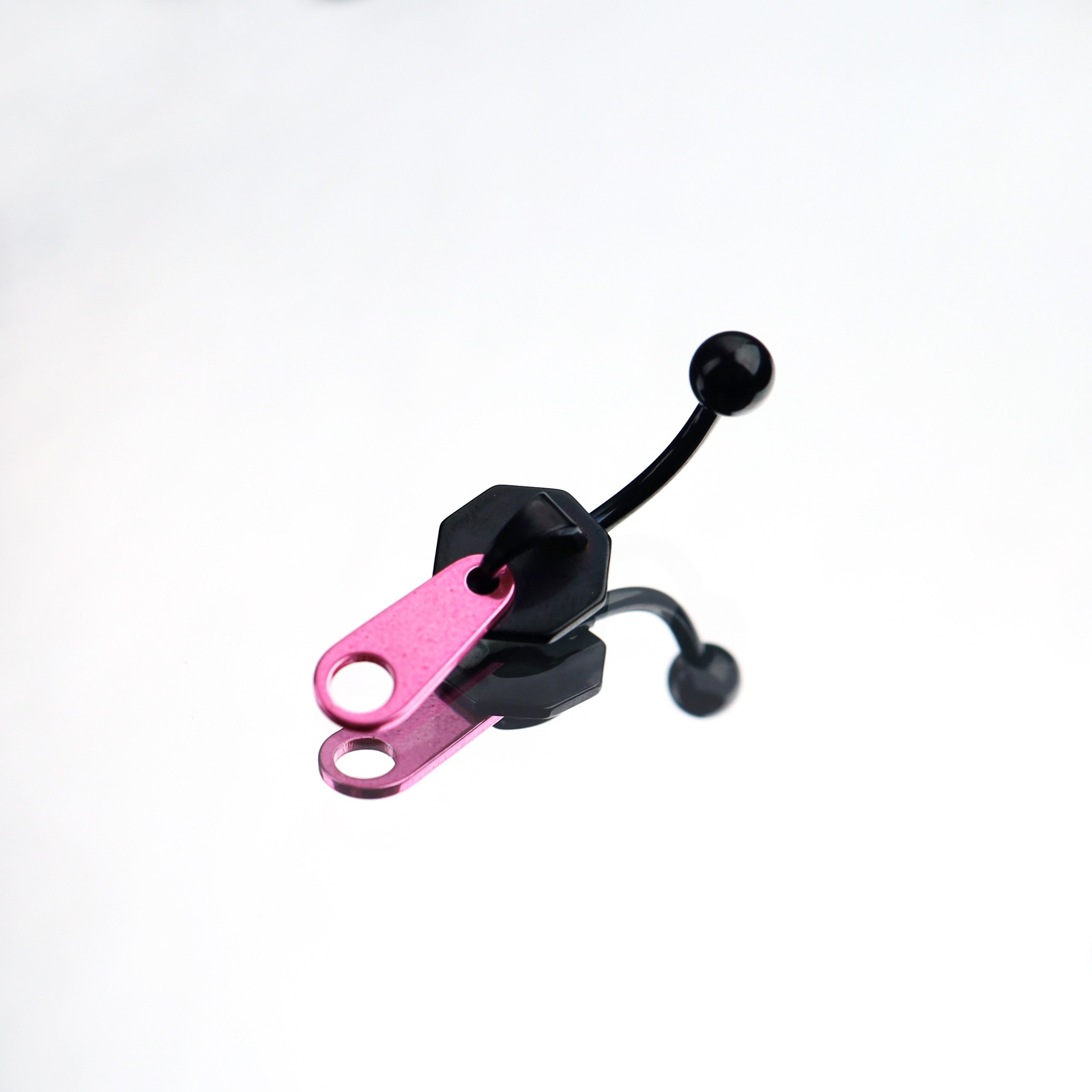 Pink & Black Zipper Design Navel Ring