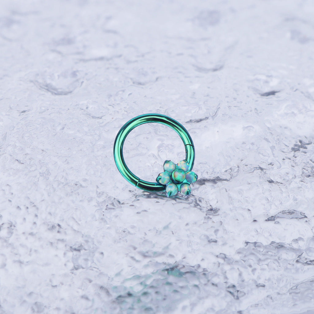 Floral Opal Titanium Segment Hoop