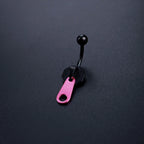Pink & Black Zipper Design Navel Ring