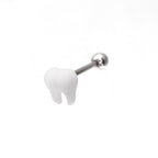 Resin White Tooth Design stainless steel tongue stud