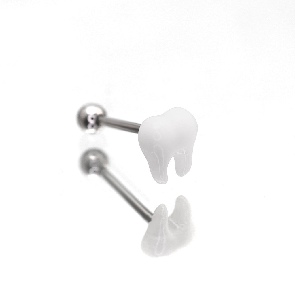 Resin White Tooth Design stainless steel tongue stud