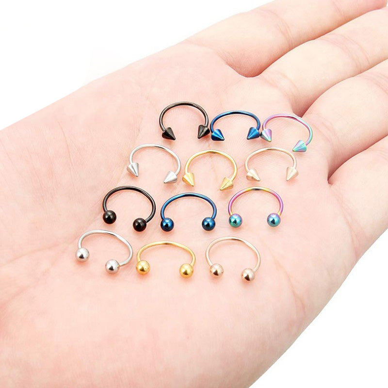 12PCS Basic Stainless steel Horseshoe Ring Set