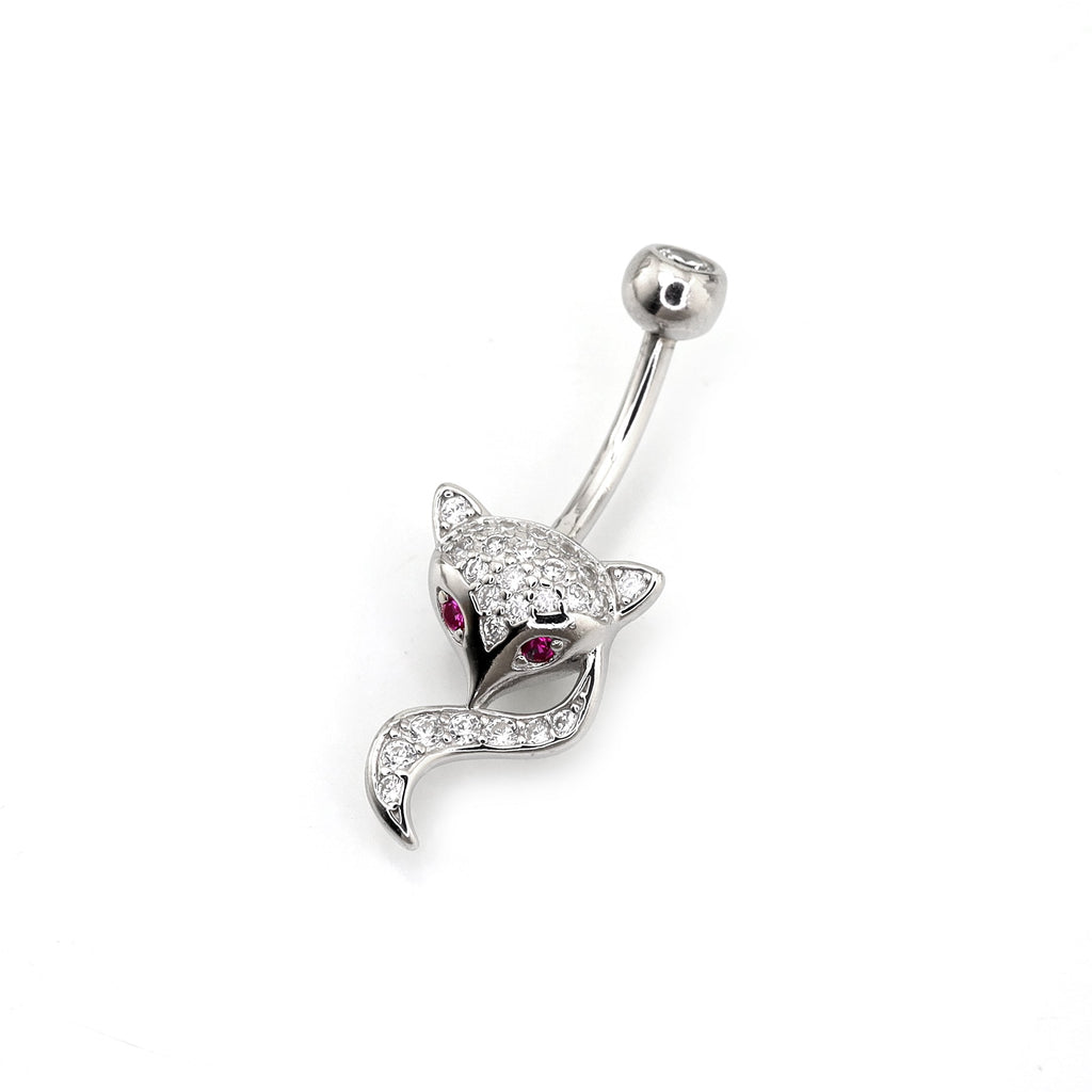 Fox CZ S925 Sterling Silver Belly Ring