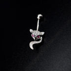 Fox CZ S925 Sterling Silver Belly Ring