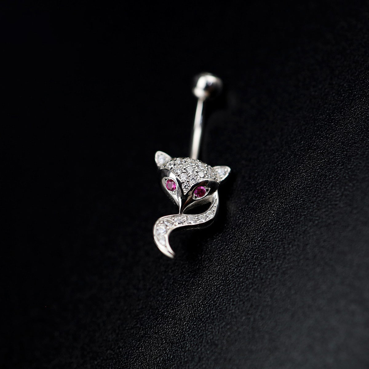 Fox CZ S925 Sterling Silver Belly Ring