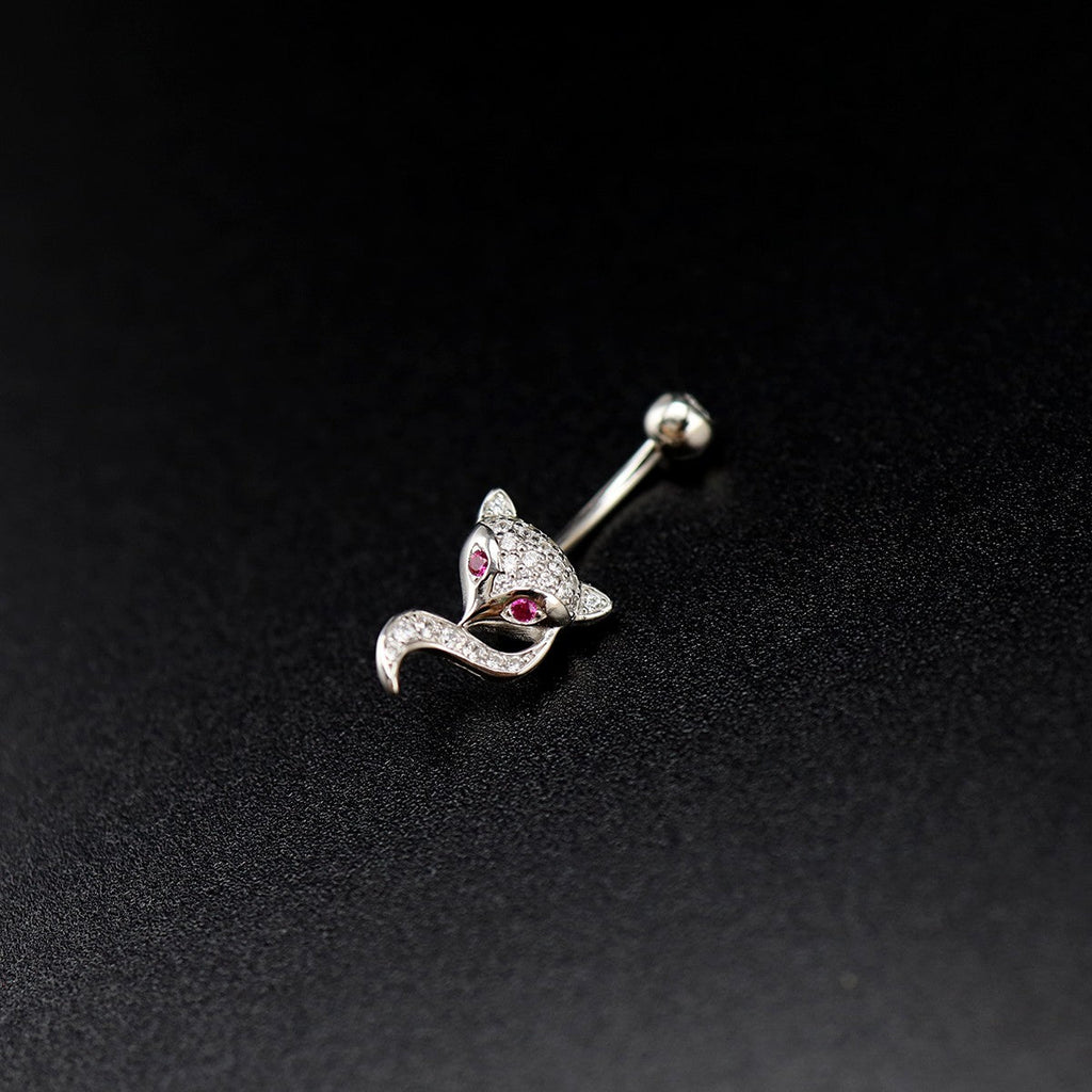 Fox CZ S925 Sterling Silver Belly Ring