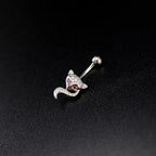 Fox CZ S925 Sterling Silver Belly Ring